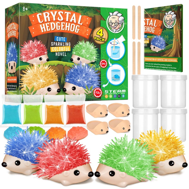XX Crystal Growing Kit for Kids - 4 Vibrant Colored Hedgehog to Grow - Science Kits for Kids Age 6-8, Toys for Boys Age 8-12, Great Gifts Idea for 9 Year Old Girls, STEM Projects - Image 1